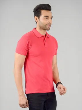 Poppy Red Solid Slim Fit Polo T-shirt | Greenfibre