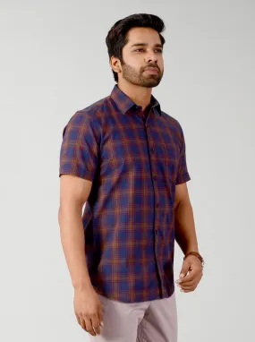 Purple Checked Slim Fit Casual Shirt | JadeBlue