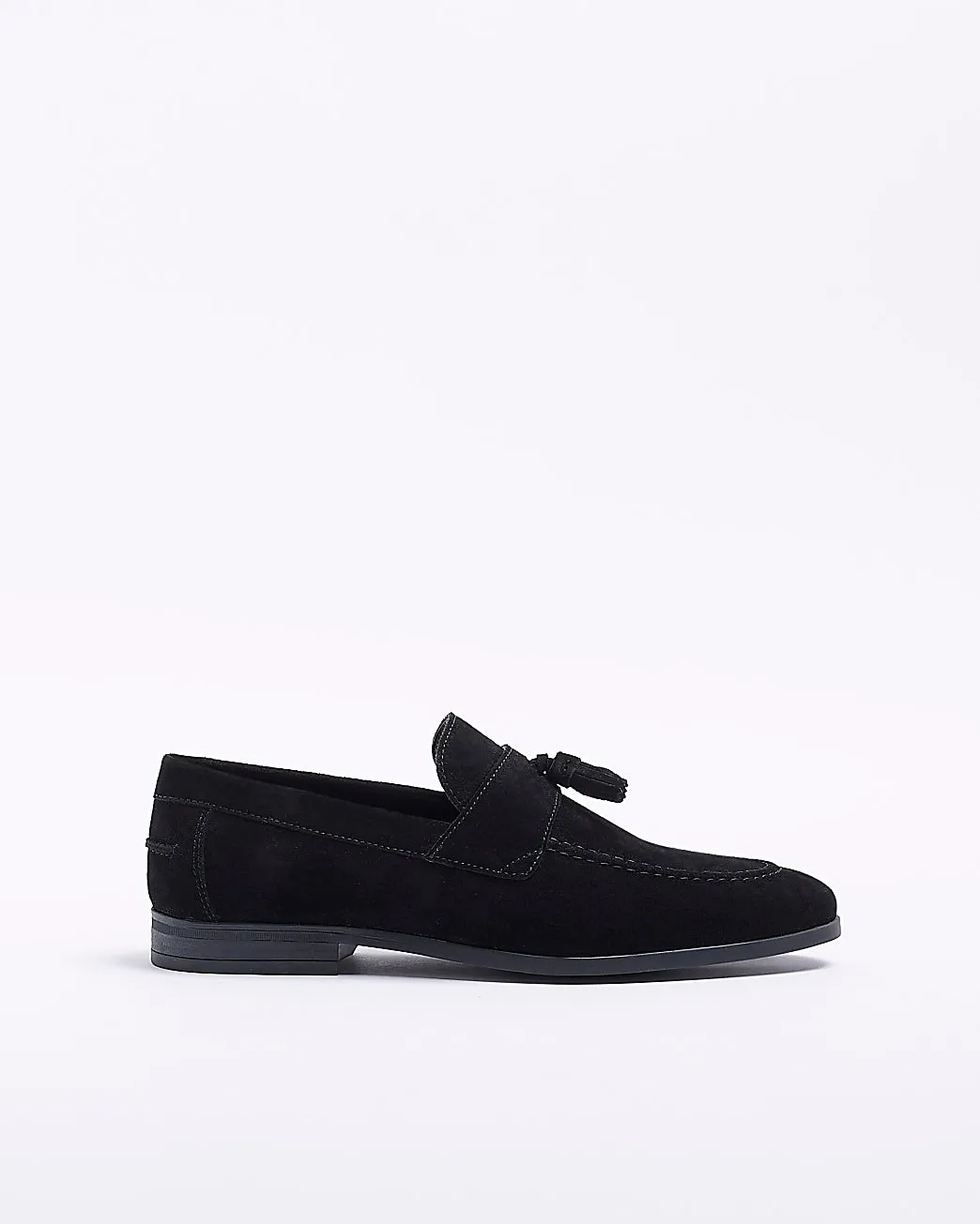 River Island Tully Black Suede Tassel Detail Mens Loafers