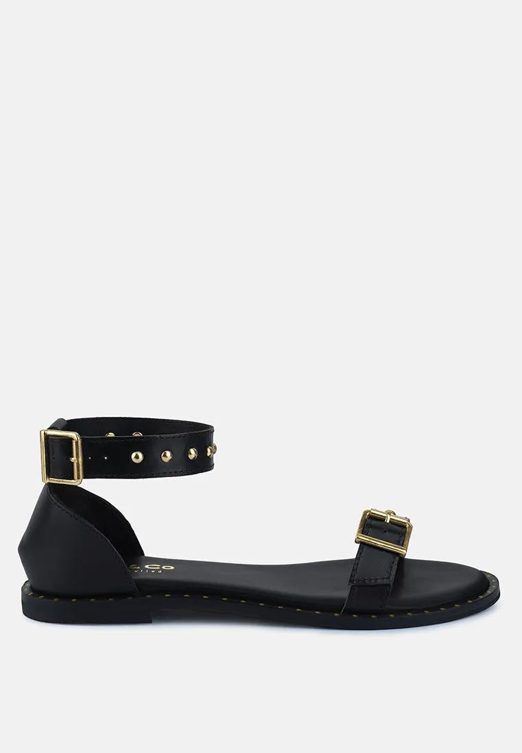 Rosemary Buckle Strap Flat Sandals