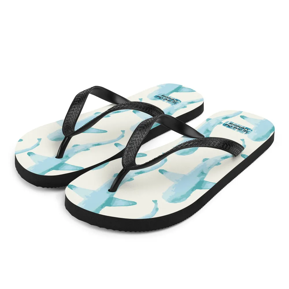 Sharks in Blue watercolour Flip-Flops