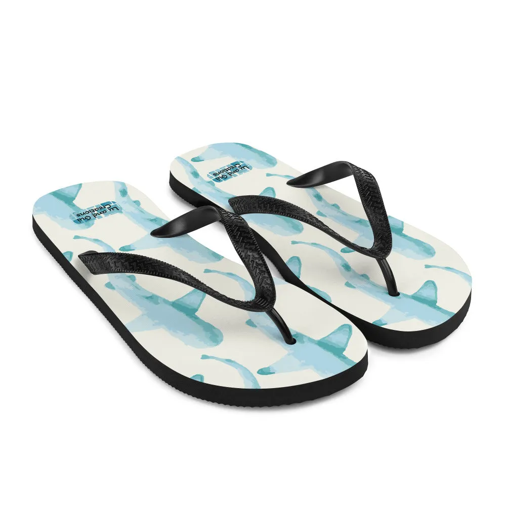 Sharks in Blue watercolour Flip-Flops