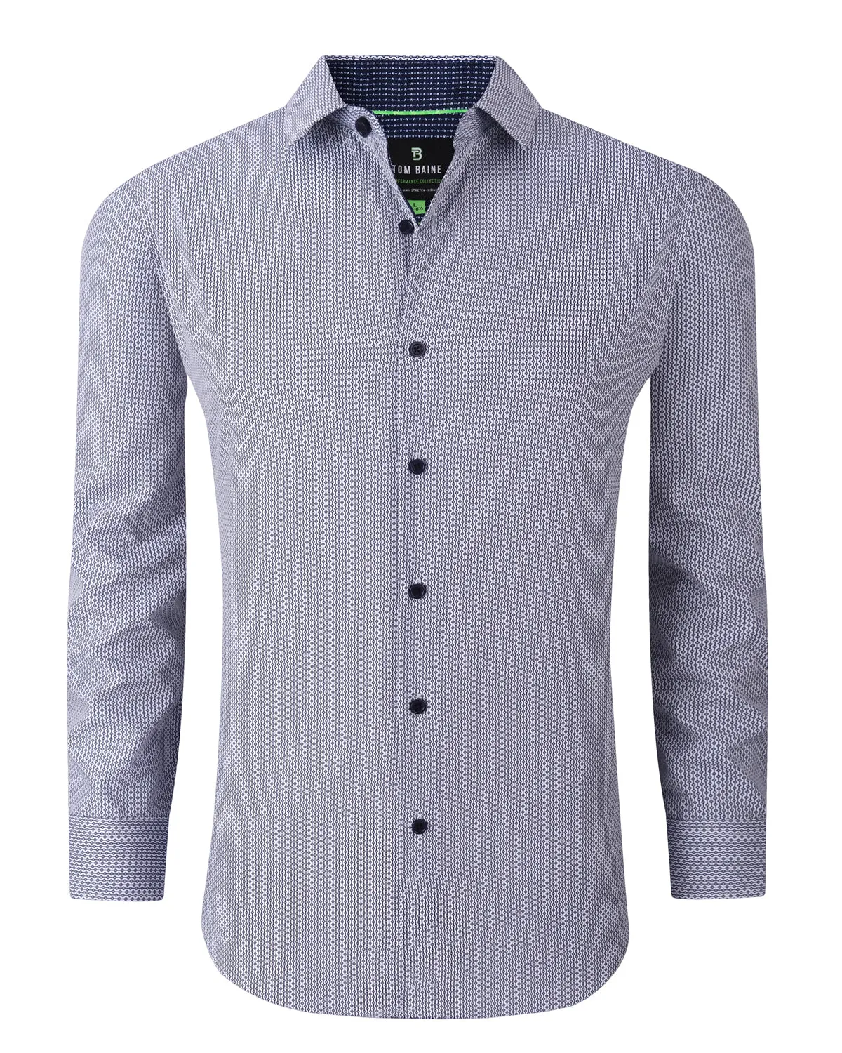 Slim Fit Performance Stretch Button-Up Shirt Blue White TB126