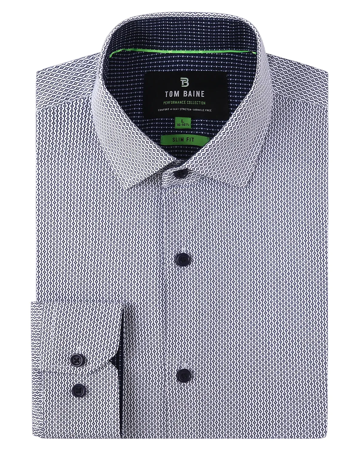 Slim Fit Performance Stretch Button-Up Shirt Blue White TB126