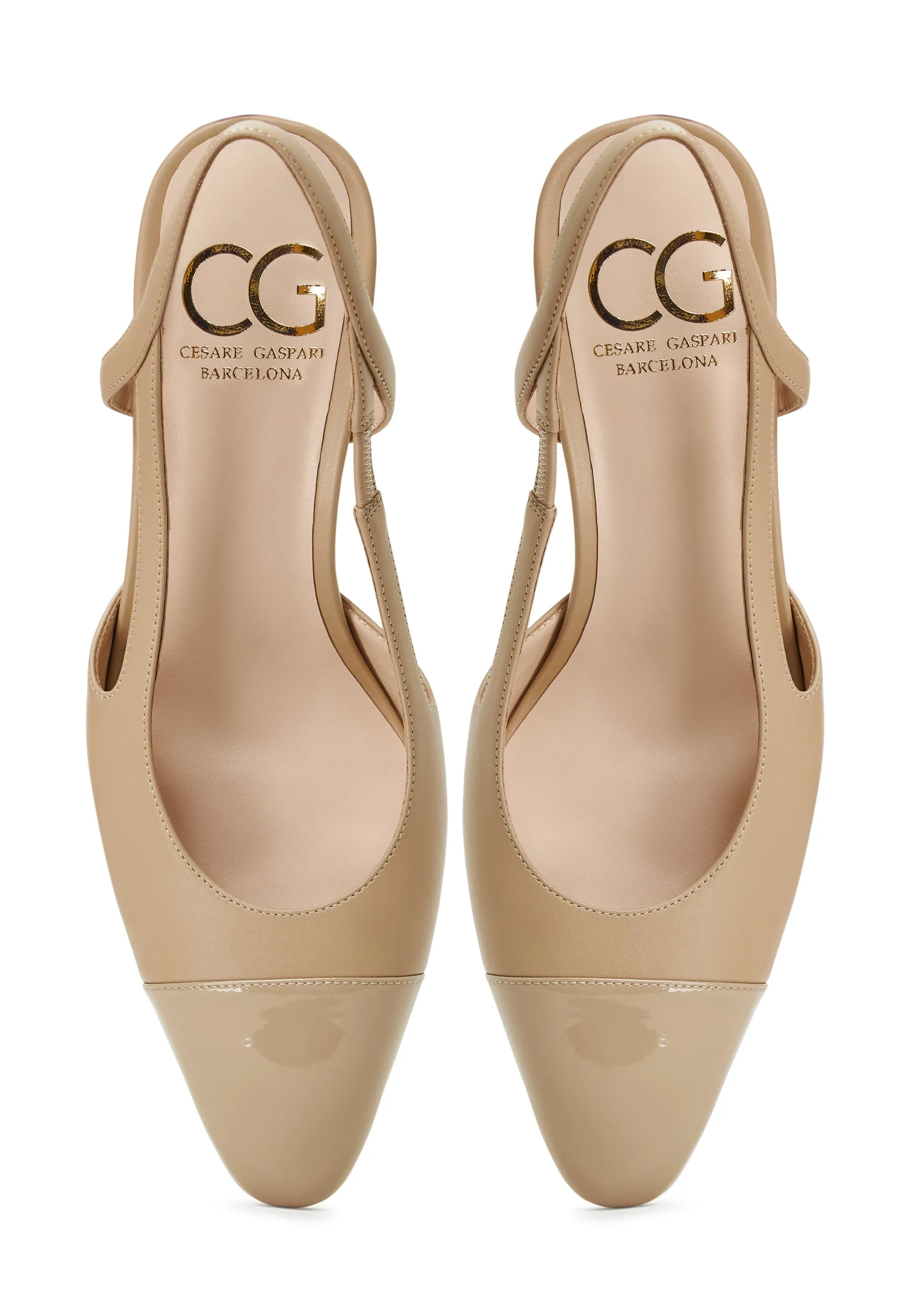 Slingback Block Heels Pumps Jasmine - Beige