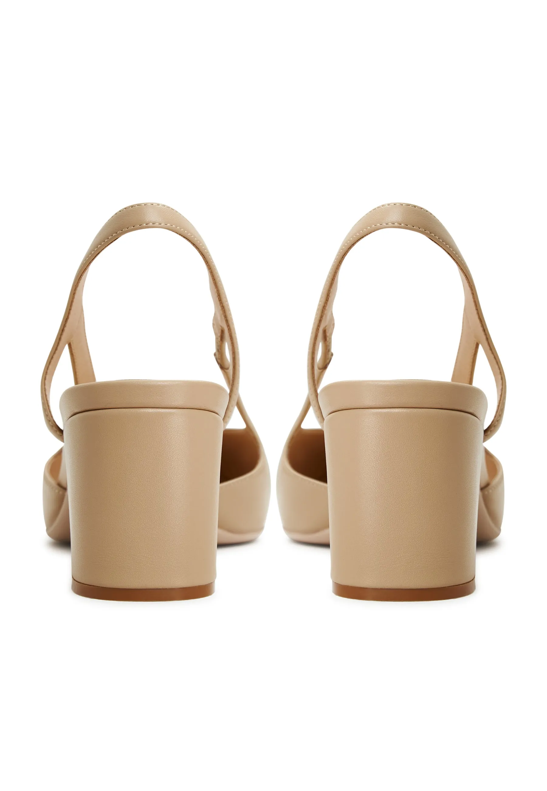 Slingback Block Heels Pumps Jasmine - Beige