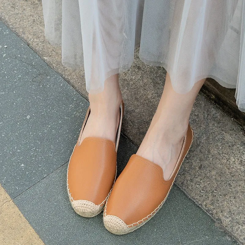 Slip On Woven Leather Loafers for Women