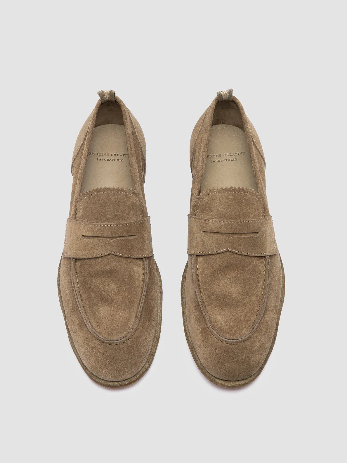 SOLITUDE 001 - Taupe Suede Penny Loafers