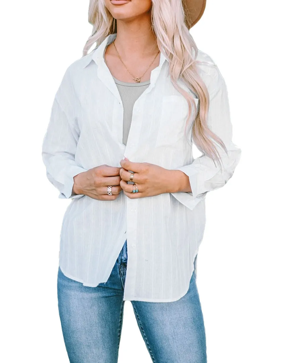 Stripe Buttoned Long Sleeve Shirt