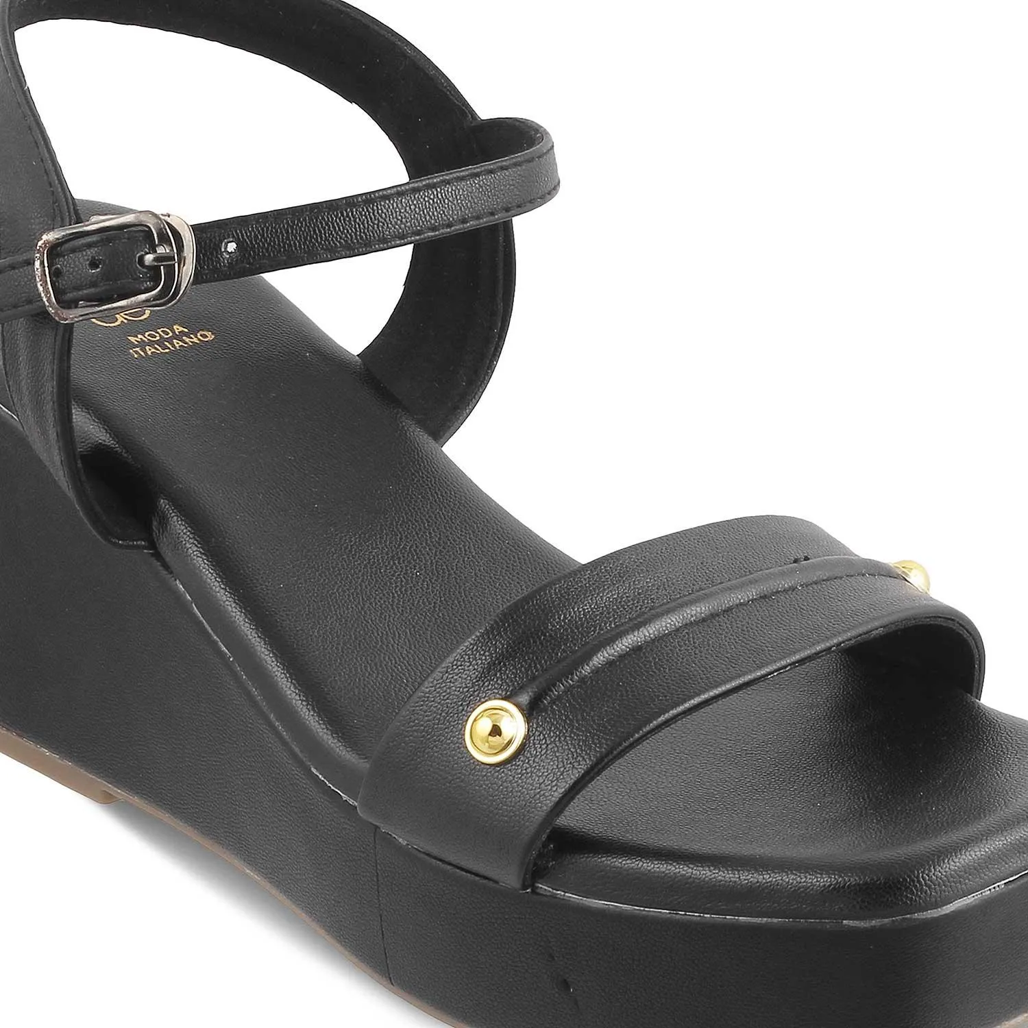 The Amst Black Women's Dress Wedge Sandals Tresmode