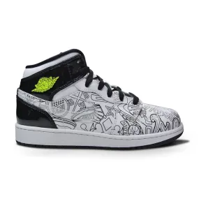 UK 5.5 6 Nike Air Jordan 1 Mid SE "DIY" DC4099 100 White Black Volt