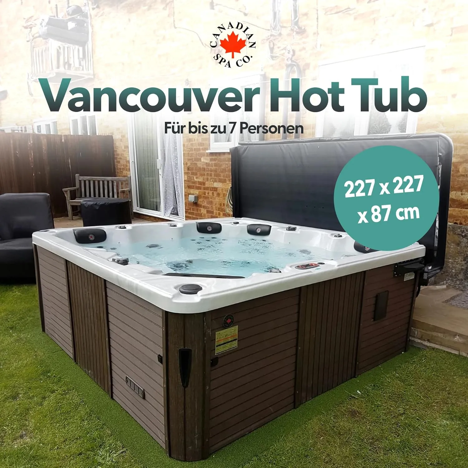 Vancouver AI Hot Tub |6-Person 65-Jet | 227 x 227 cm