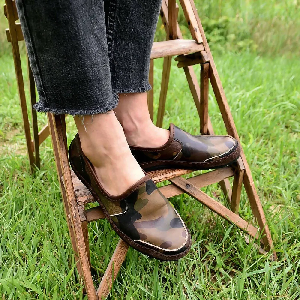 Vermont House Shoes: Premium Italian Veg-Tan Camo Loafers