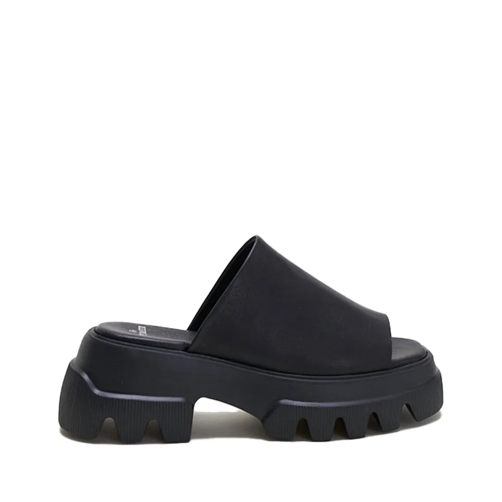 Vitello Black Chunky Slides Sandals