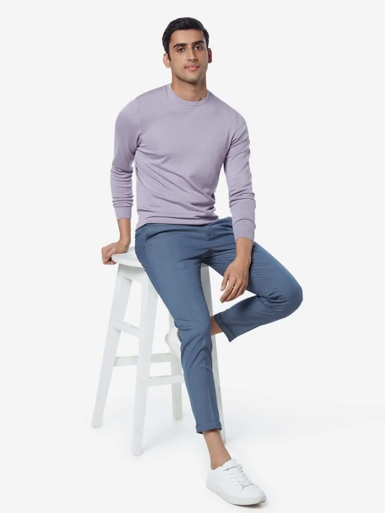 WES Formals Lilac Slim-Fit Knitted Sweater