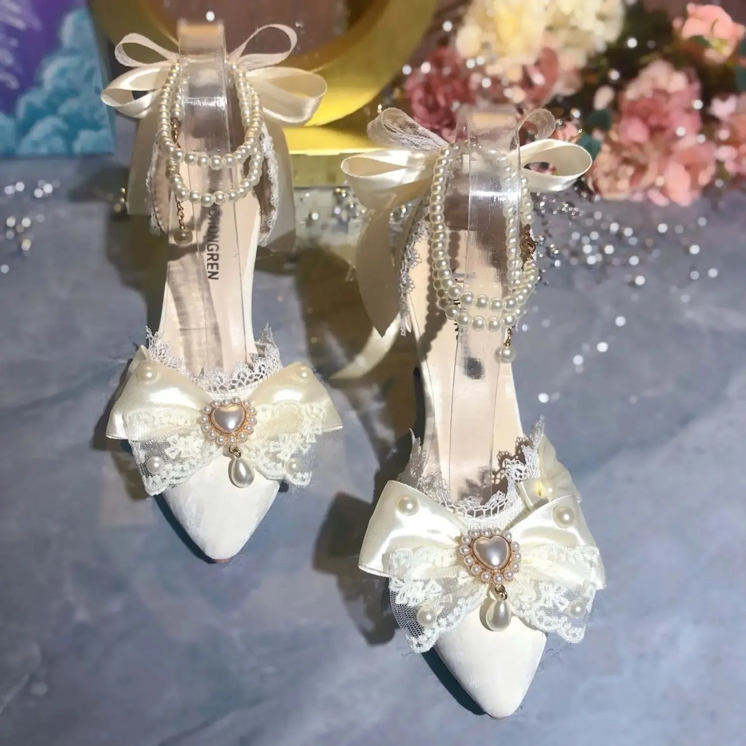 White Bridal Shoe Wedding Shoes for Women Luxury Designer Mary Jane Elegant Woman Heeled Shoes Designer Heels Y2k Style Shoes