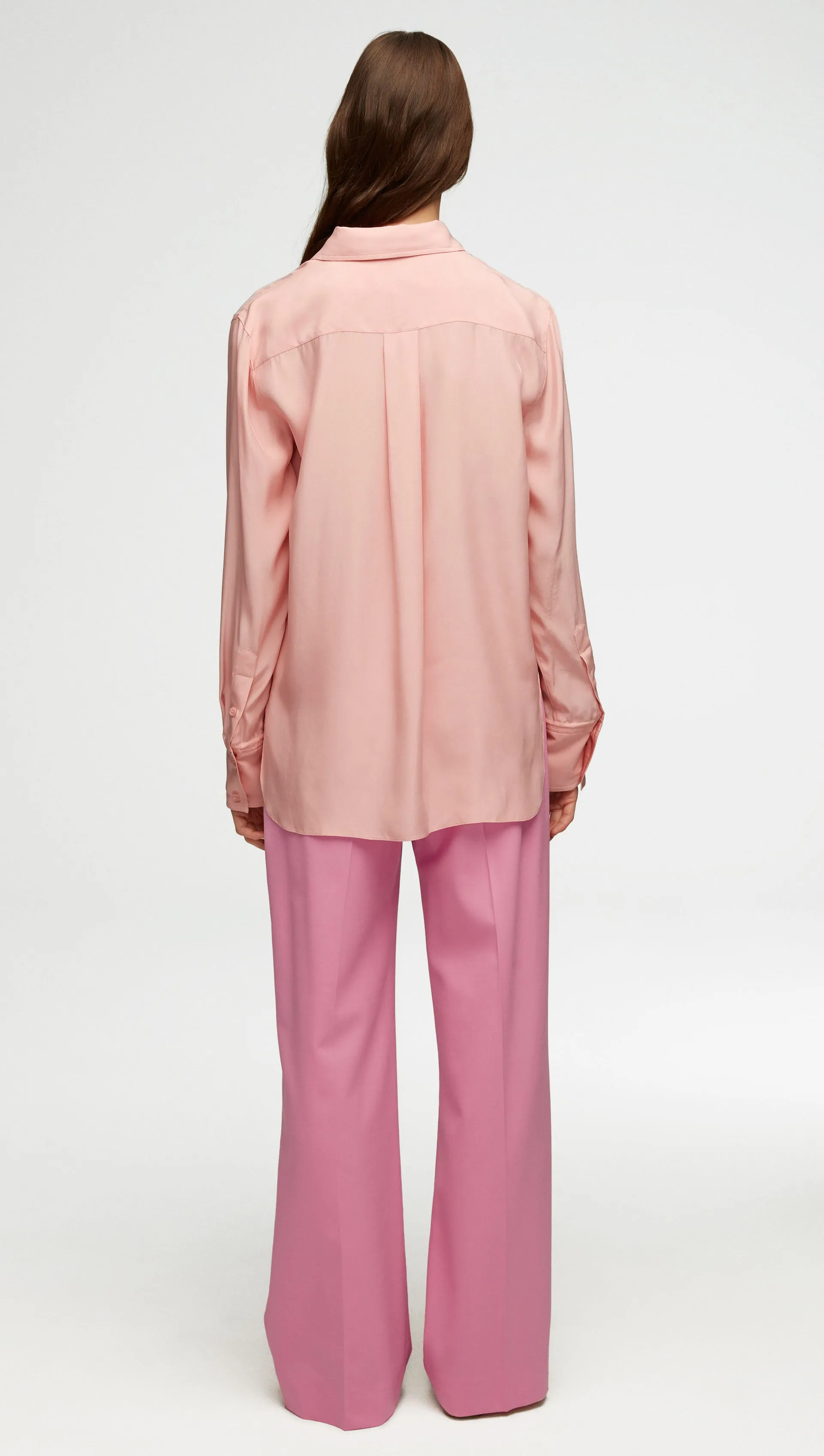 Wide Leg Trouser in Seasonless Wool | Bubblegum