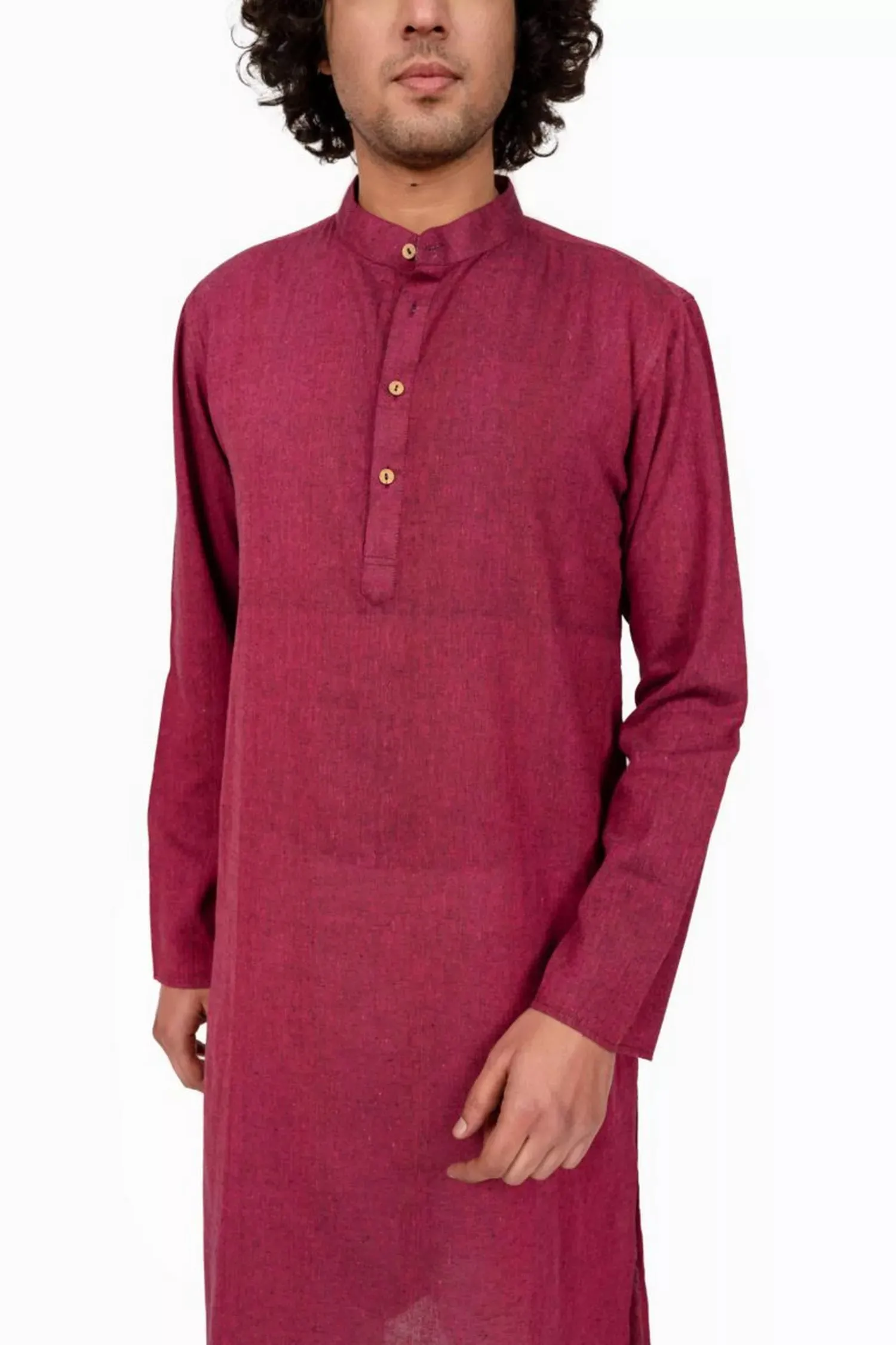 Wine Cross Color Cotton Long Kurta